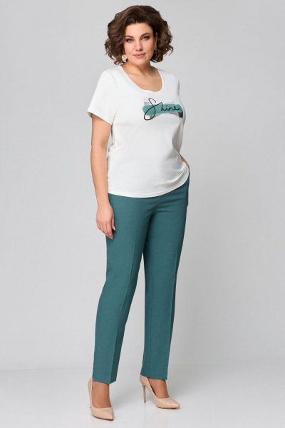 Трехпредметный комплект: жакет, топ и брюки из текстиля Мишель стиль 1133-2 изумруд - фото 6