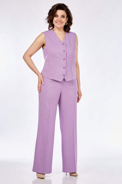 Костюм-тройка из костюмной ткани с пиджаком, жилетом и брюками Mubliz 173 лаванда - фото 23