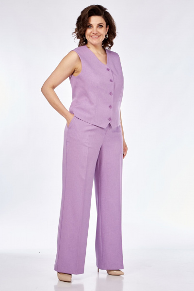 Костюм-тройка из костюмной ткани с пиджаком, жилетом и брюками Mubliz 173 лаванда - фото 22