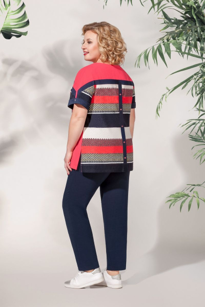 Блуза, брюки БагираАнТа 625 коралл/синий - фото 2