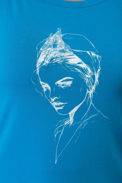 Майка голубая с принтом и отделкой бантом Anelli 525 голубой - фото 6