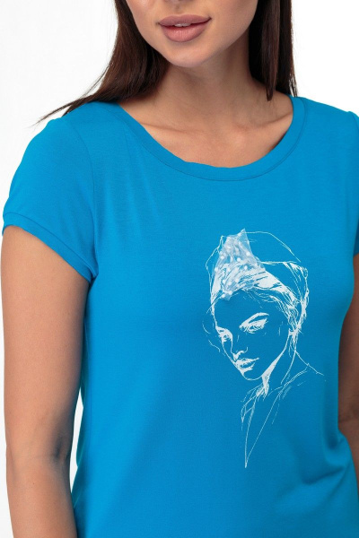 Майка голубая с принтом и отделкой бантом Anelli 525 голубой - фото 5