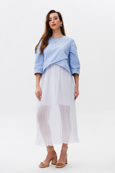 Платье NikVa 489-2 голубой+молоко - фото 2