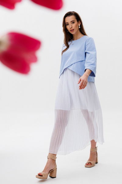 Платье NikVa 489-2 голубой+молоко - фото 5