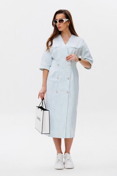 Платье NikVa 491-1 голубой_штрихи - фото 1