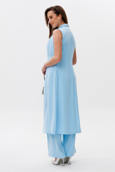 Брюки, жилет, топ NikVa 501-1 голубой+молоко - фото 3