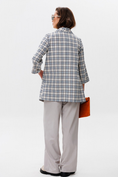 Брюки, жакет, топ NikVa 502-2 клетка+молоко+дымка - фото 6