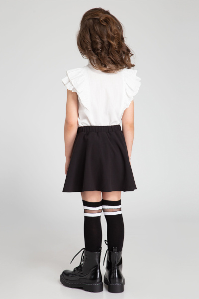 Элегантная хлопковая блуза с рельефами и объемными рюшами Panda Kids 256340-146 Белый - фото 2