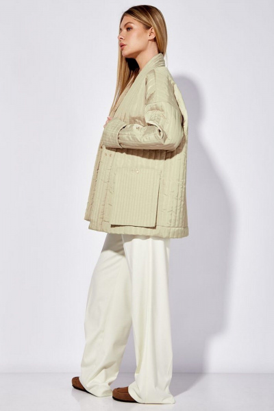 Куртка oversize из плащевки с вертикальной стежкой и карманами Nova Line 10489 бежевый - фото 8