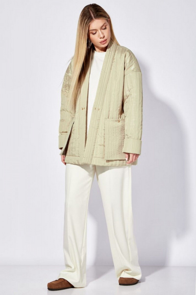 Куртка oversize из плащевки с вертикальной стежкой и карманами Nova Line 10489 бежевый - фото 3