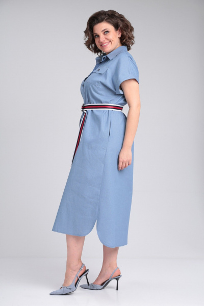 Платье-рубашка из хлопка с принтом и складками Michel chic 993/2 деним - фото 4