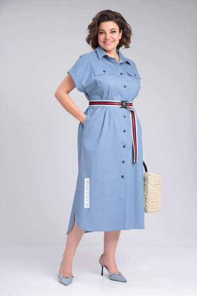 Платье-рубашка из хлопка с принтом и складками Michel chic 993/2 деним - фото 2