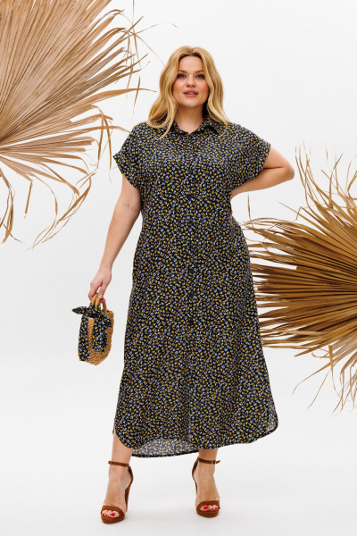 Платье Michel chic 993/2 темно-синий/желтый - фото 2