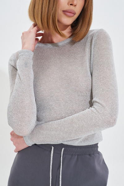 Летний серый костюм двойка из вискозы с карманами Mixan 4051 - фото 6