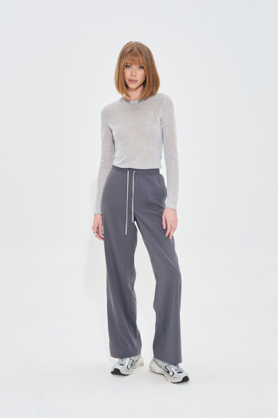 Летний серый костюм двойка из вискозы с карманами Mixan 4051 - фото 2