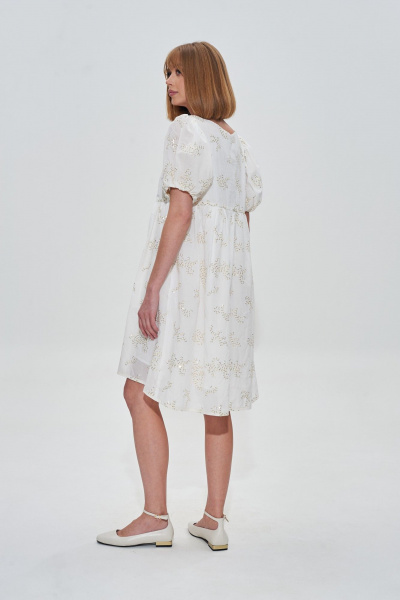 Платье из хлопка с вышивкой и пайетками, свободный силуэт Mixan 5071 - фото 4