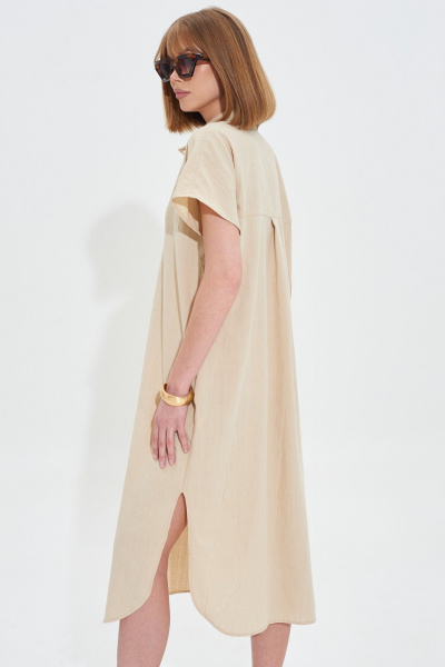 Платье из льняной ткани с поясом и Crush-эффектом Mixan 5072 - фото 9