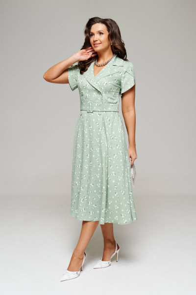 Платье Beautiful&Free 6077 зелень+цветы - фото 3