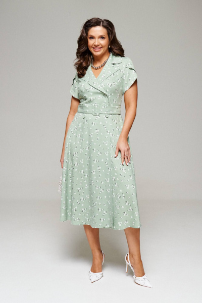 Платье Beautiful&Free 6077 зелень+цветы - фото 1