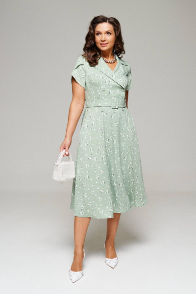 Платье Beautiful&Free 6077 зелень+цветы - фото 2