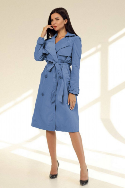 Голубой демисезонный плащ из плащёвой ткани AURA otd 7010 голубой - фото 1