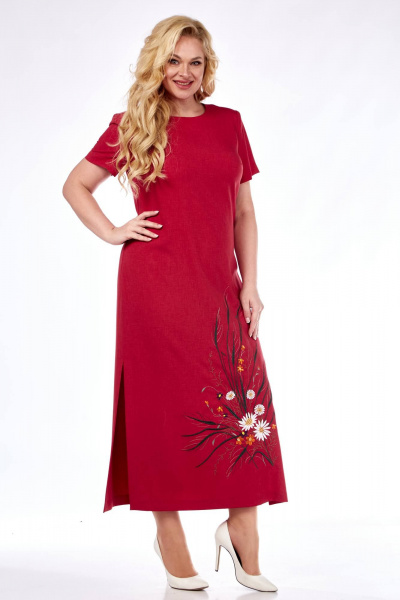 Платье летнее приталенное с разрезом и молнией на спине SVT-fashion 556 ягодный - фото 1