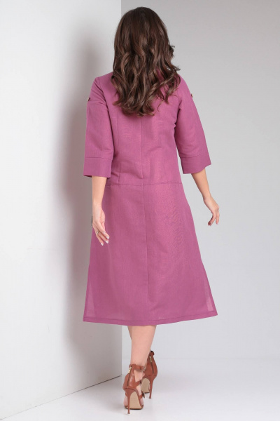 Льняное платье в стиле сафари с карманами и разрезом Celentano lite 5025.2 малиновый - фото 11