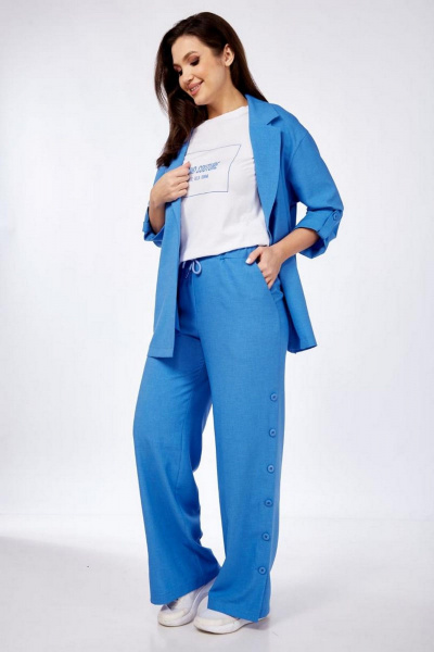 Брюки, жакет, футболка Милора-стиль 1211 голубой - фото 2