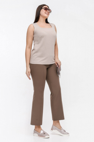 Топ полуприлегающего силуэта из трикотажа с вырезом 'каре' La rouge 3344 латте - фото 3