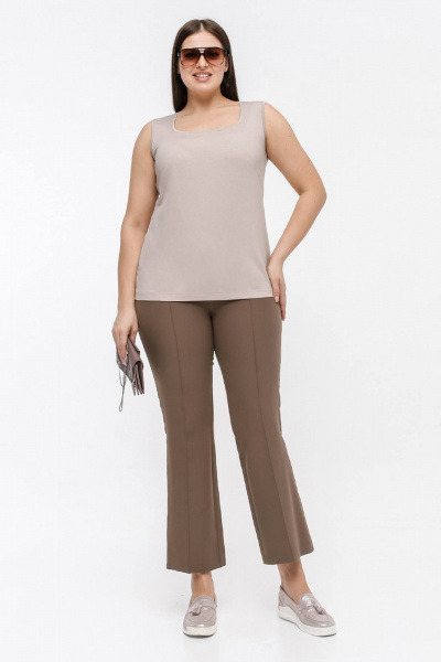 Топ полуприлегающего силуэта из трикотажа с вырезом 'каре' La rouge 3344 латте - фото 2