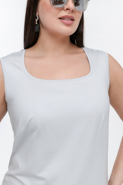 Топ с вырезом 'каре' из вискозы и трикотажа La rouge 3344 светло-серый - фото 5