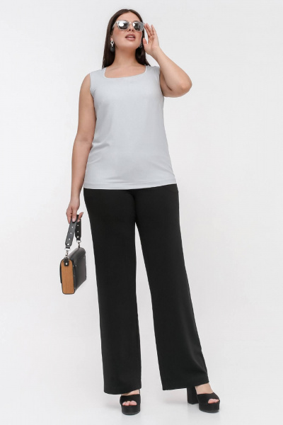 Топ с вырезом 'каре' из вискозы и трикотажа La rouge 3344 светло-серый - фото 2