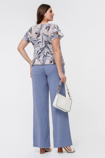 Блуза с рукавом крылышко и нагрудными вытачками La rouge 6263 лиловый-(цветы) - фото 4