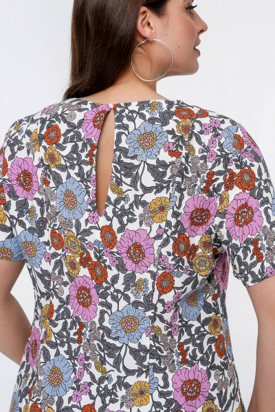 Блуза и майка в мультиколоре из штапеля La rouge 6273 цветы-набивной - фото 7