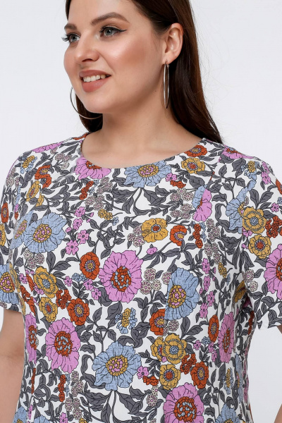 Блуза и майка в мультиколоре из штапеля La rouge 6273 цветы-набивной - фото 6