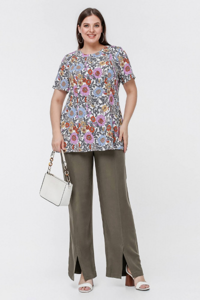 Блуза и майка в мультиколоре из штапеля La rouge 6273 цветы-набивной - фото 2