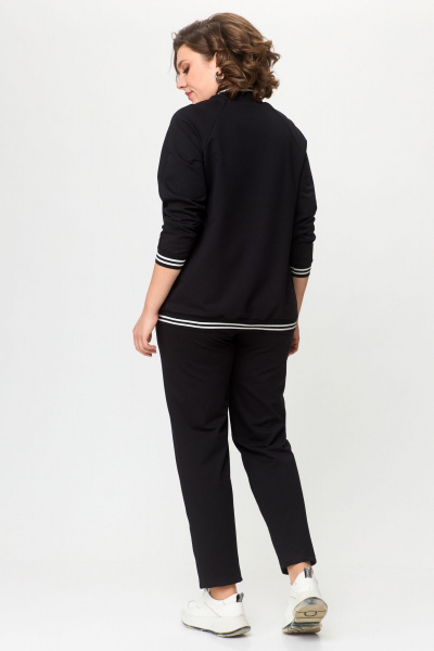 Демисезонный женский комплект брюки и свитшот из трикотажа STEFANY 2076 черный - фото 6