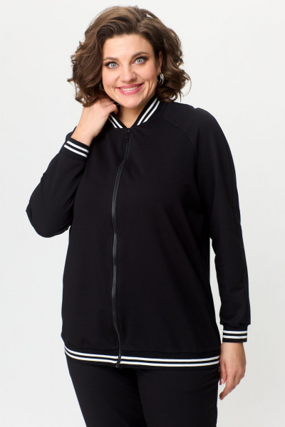 Демисезонный женский комплект брюки и свитшот из трикотажа STEFANY 2076 черный - фото 5