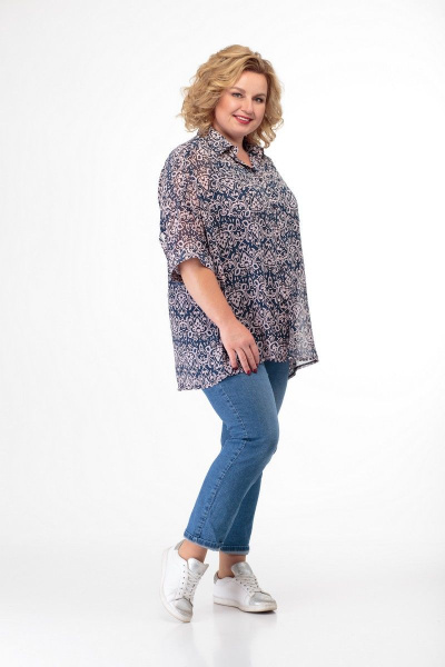 Летняя блуза oversize с принтом и регулируемыми бретелями Anelli 706 беж_точка - фото 7