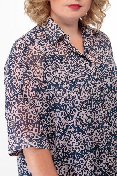 Летняя блуза oversize с принтом и регулируемыми бретелями Anelli 706 беж_точка - фото 5