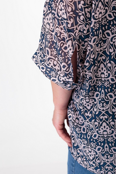 Летняя блуза oversize с принтом и регулируемыми бретелями Anelli 706 беж_точка - фото 3