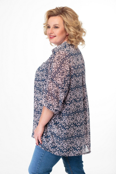 Летняя блуза oversize с принтом и регулируемыми бретелями Anelli 706 беж_точка - фото 2