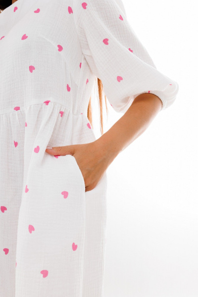 Легкое летнее платье из муслина с завязками и глубоким спинным вырезом Anelli 1295 розовые_сердечки - фото 7