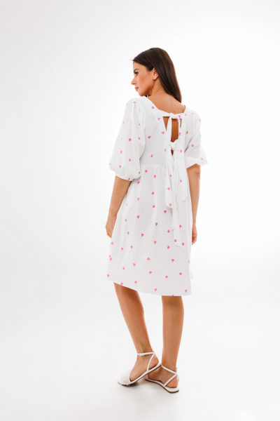Легкое летнее платье из муслина с завязками и глубоким спинным вырезом Anelli 1295 розовые_сердечки - фото 5