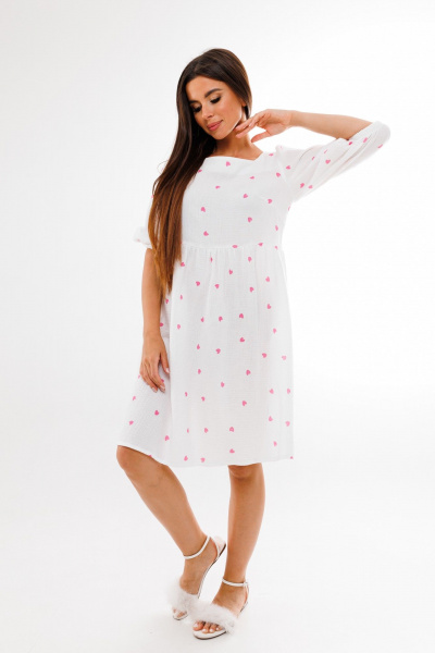 Легкое летнее платье из муслина с завязками и глубоким спинным вырезом Anelli 1295 розовые_сердечки - фото 4