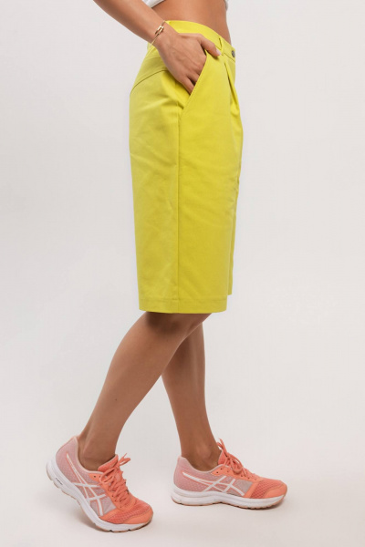 Летние свободные шорты с карманами и защипами из хлопковой ткани Madech 20161 лимонный - фото 4