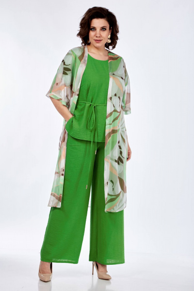 Брюки, кардиган, топ Karina deLux M-1233 зеленый - фото 1