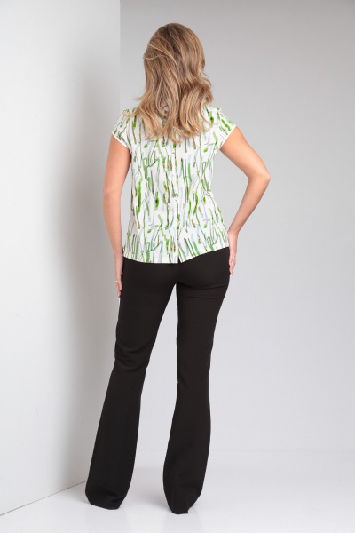 Стильная блуза с воротником и разрезами из вискозы и текста Modema м.751/1 - фото 7