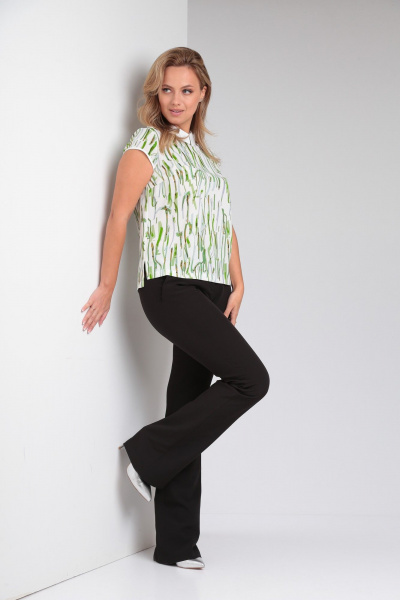 Стильная блуза с воротником и разрезами из вискозы и текста Modema м.751/1 - фото 5