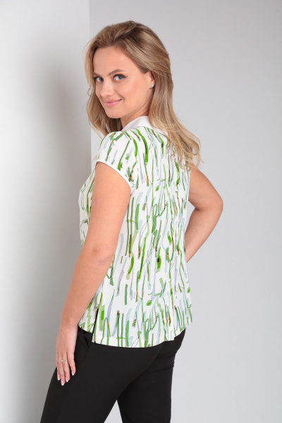 Стильная блуза с воротником и разрезами из вискозы и текста Modema м.751/1 - фото 3